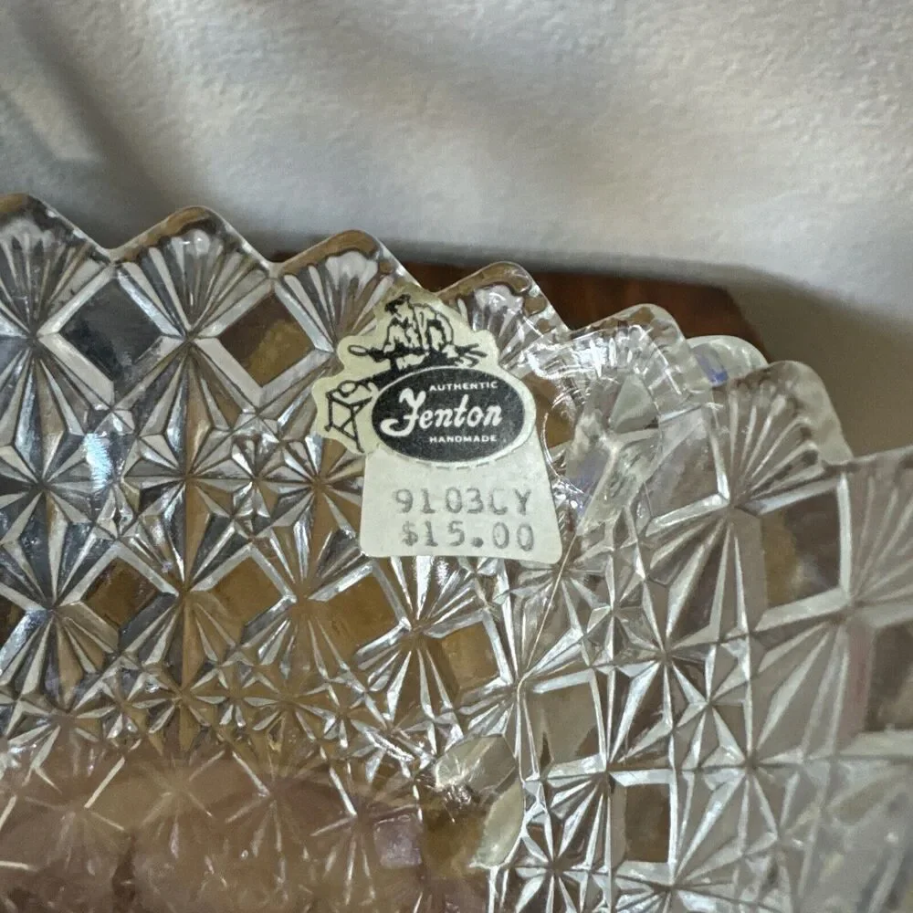 Vintage Fenton Clear‎ Glass Diamond Pattern Creamer 9103CY